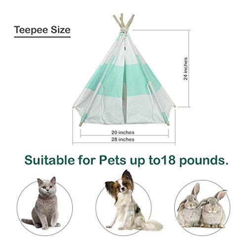  RSFZ Pet Teepee for Cats Dogs Rabbits- Indoor or Outdoor Portable Pet Tents & House with Floor, 24inch Tall for Pets up to 18Lbs