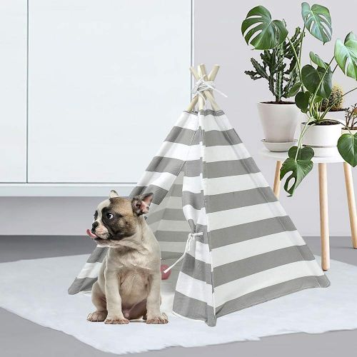  RSFZ Pet Teepee for Cats Dogs Rabbits- Indoor or Outdoor Portable Pet Tents & House with Floor, 24inch Tall for Pets up to 18Lbs