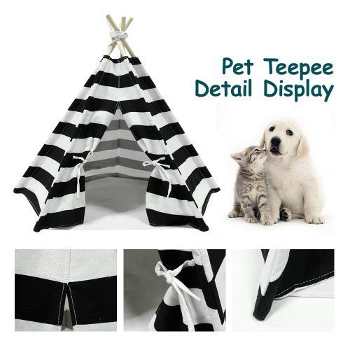  RSFZ Pet Teepee for Cats Dogs Rabbits- Indoor or Outdoor Portable Pet Tents & House with Floor, 24inch Tall for Pets up to 18Lbs