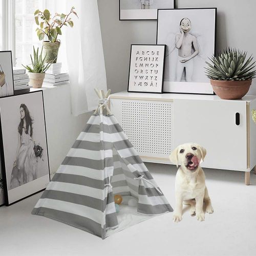  RSFZ Pet Teepee for Cats Dogs Rabbits- Indoor or Outdoor Portable Pet Tents & House with Floor, 24inch Tall for Pets up to 18Lbs