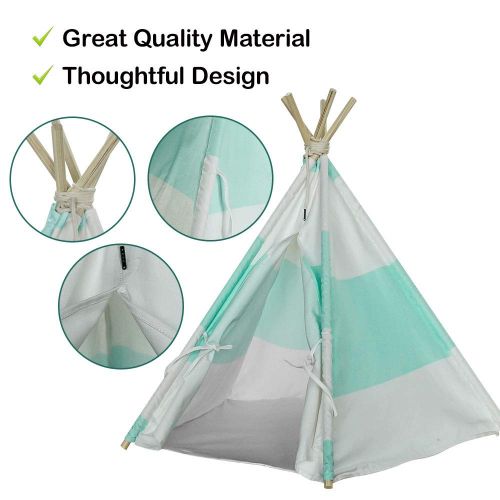  RSFZ Pet Teepee for Cats Dogs Rabbits- Indoor or Outdoor Portable Pet Tents & House with Floor, 24inch Tall for Pets up to 18Lbs