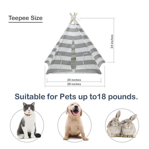  RSFZ Pet Teepee for Cats Dogs Rabbits- Indoor or Outdoor Portable Pet Tents & House with Floor, 24inch Tall for Pets up to 18Lbs