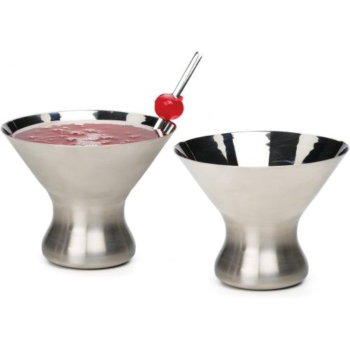  [아마존베스트]RSVP Endurance 18/8 Stainless Steel 8 Ounce Stemless Martini Glass, Set of 4