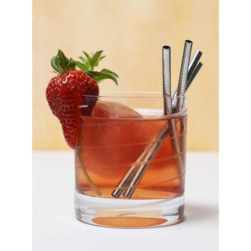  RSVP International Endurance Reusable Straws, Set of 4 - Stainless Steel, 5 | Fits Most Tumblers | Reusable | Scratch & Rust Resistance | Unbendable & Unbreakable | Dishwasher safe