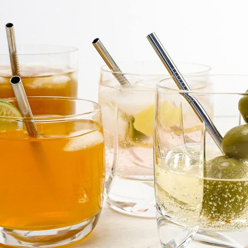  RSVP International Endurance Reusable Straws, Set of 4 - Stainless Steel, 5 | Fits Most Tumblers | Reusable | Scratch & Rust Resistance | Unbendable & Unbreakable | Dishwasher safe