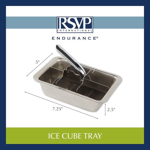  RSVP International Endurance Stainless Steel Large Ice Tray, 6 Cubes | Does Not Absorb Odors or Over Dilute | Perfect for Scotch, Whiskey, Broth, Fruit Juice and more | Dishwasher