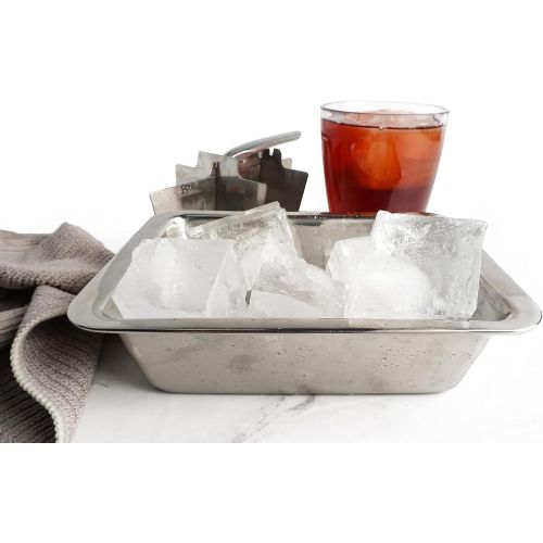  RSVP International Endurance Stainless Steel Large Ice Tray, 6 Cubes | Does Not Absorb Odors or Over Dilute | Perfect for Scotch, Whiskey, Broth, Fruit Juice and more | Dishwasher