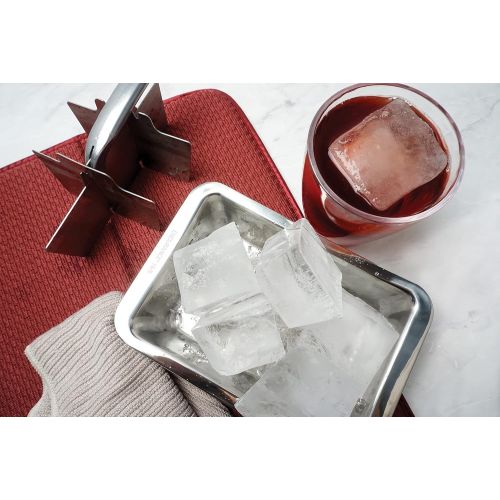  RSVP International Endurance Stainless Steel Large Ice Tray, 6 Cubes | Does Not Absorb Odors or Over Dilute | Perfect for Scotch, Whiskey, Broth, Fruit Juice and more | Dishwasher