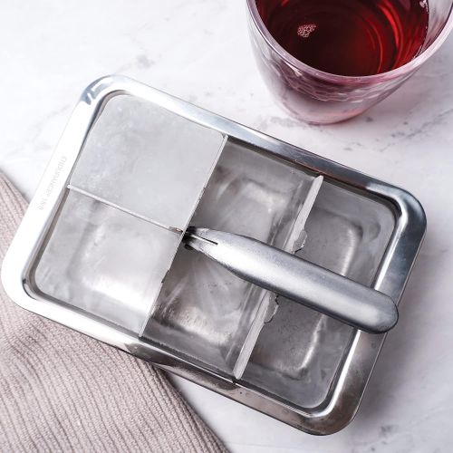  RSVP International Endurance Stainless Steel Large Ice Tray, 6 Cubes | Does Not Absorb Odors or Over Dilute | Perfect for Scotch, Whiskey, Broth, Fruit Juice and more | Dishwasher