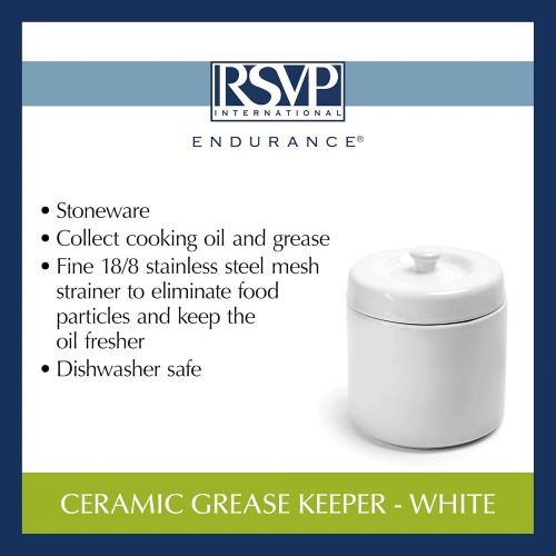  RSVP International White Stoneware Grease Keeper