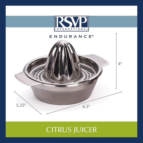  RSVP International Endurance (JUC-1) Manual Hand Citrus Juicer Squeezer, Stainless Steel, 12 Once | For Oranges, Grapefruit, Lemon, Limes & More | Dishwasher Safe, Multi Color: Han