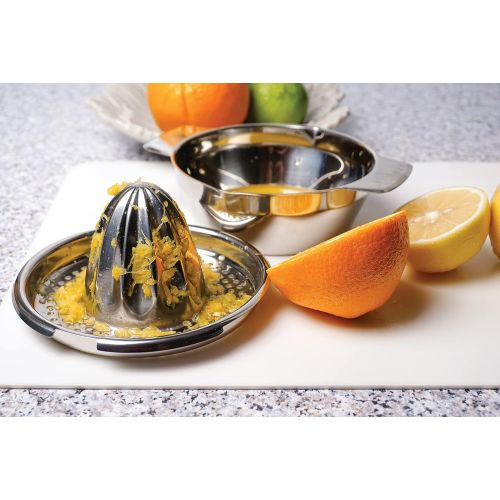  RSVP International Endurance (JUC-1) Manual Hand Citrus Juicer Squeezer, Stainless Steel, 12 Once | For Oranges, Grapefruit, Lemon, Limes & More | Dishwasher Safe, Multi Color: Han