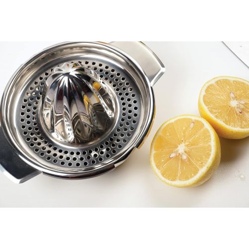  RSVP International Endurance (JUC-1) Manual Hand Citrus Juicer Squeezer, Stainless Steel, 12 Once | For Oranges, Grapefruit, Lemon, Limes & More | Dishwasher Safe, Multi Color: Han