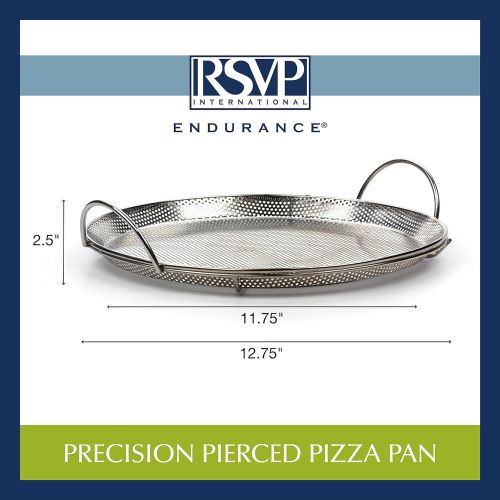  RSVP International Endurance (BQ-PZA) Stainless Steel Precision Pierced Pizza Pan, 11.5 | Use on Grill or Oven | Brown Crispy Crust Without Burning Pizza | Dishwasher Safe: Kitchen