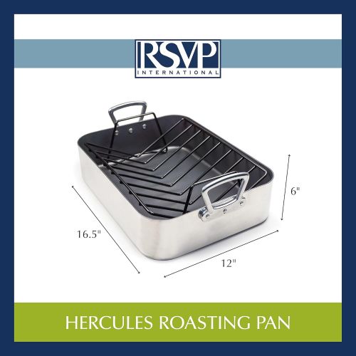  RSVP International (RLP) Hercules Turkey Roasting & Lasagna Pan, 16 x 12 or 24 Pound Turkey | Commercial Quality Aluminum | Large Handles & Non-Stick | Dishwasher Safe & Heat Resis