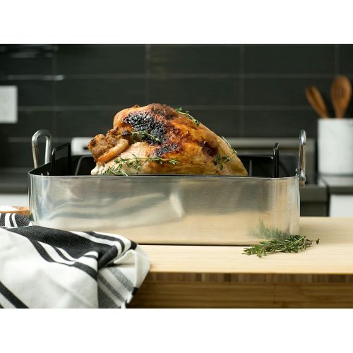  RSVP International (RLP) Hercules Turkey Roasting & Lasagna Pan, 16 x 12 or 24 Pound Turkey | Commercial Quality Aluminum | Large Handles & Non-Stick | Dishwasher Safe & Heat Resis