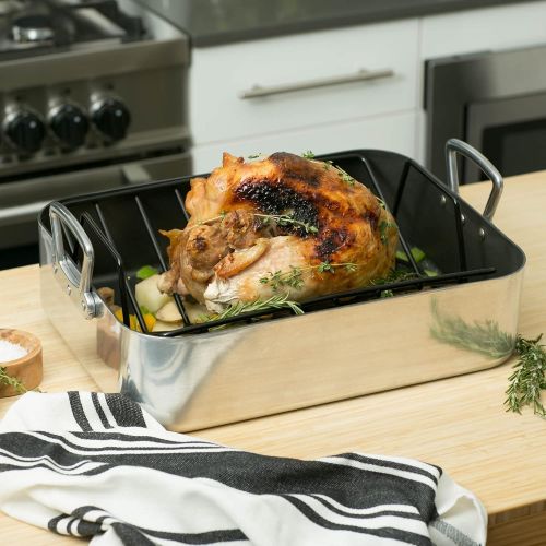  RSVP International (RLP) Hercules Turkey Roasting & Lasagna Pan, 16 x 12 or 24 Pound Turkey | Commercial Quality Aluminum | Large Handles & Non-Stick | Dishwasher Safe & Heat Resis