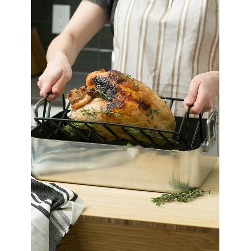  RSVP International (RLP) Hercules Turkey Roasting & Lasagna Pan, 16 x 12 or 24 Pound Turkey | Commercial Quality Aluminum | Large Handles & Non-Stick | Dishwasher Safe & Heat Resis