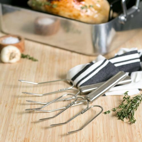  RSVP International Endurance Stainless Steel Turkey & Roast Lifters, Set of 2 Transfer Turkey or Ham Easily Long Handles for Strong Grip Dishwasher Safe Great for Thanksgiving