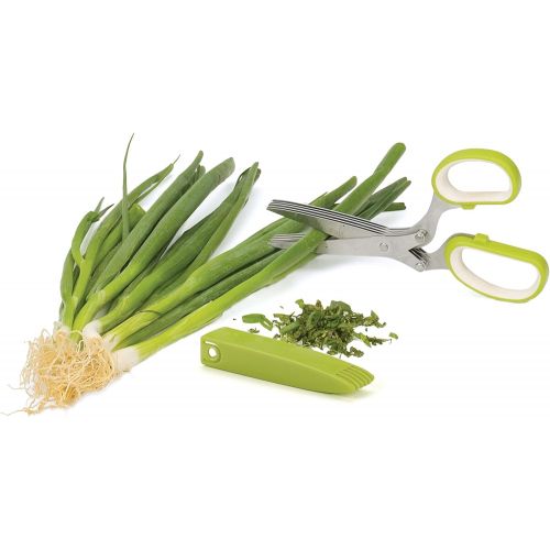  [아마존베스트]RSVP International (SNIP) Stainless Steel 5 Blade Herb Scissors, Green/White | Cut, Chop, Mince & Snip Herbs | Easy & Safe to Store | Use with Basil, Thyme, Parsley & More | Dishwa