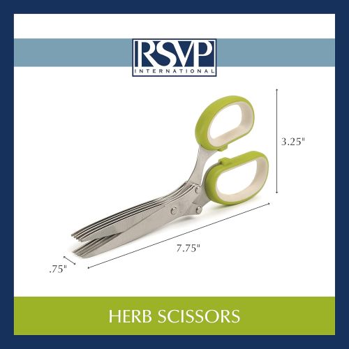  [아마존베스트]RSVP International (SNIP) Stainless Steel 5 Blade Herb Scissors, Green/White | Cut, Chop, Mince & Snip Herbs | Easy & Safe to Store | Use with Basil, Thyme, Parsley & More | Dishwa