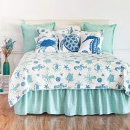 RT C&F Home Brisbane King Bed Skirt King Bed Skirt Aqua