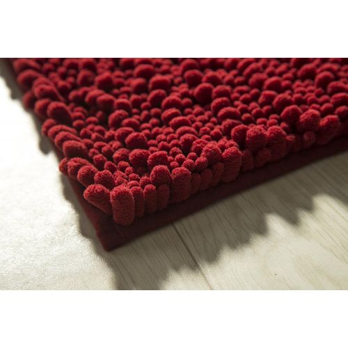  RT Designers Collection Cali High Pile Chenille Bath Mat, Burgundy, 20 x 32