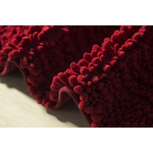  RT Designers Collection Cali High Pile Chenille Bath Mat, Burgundy, 20 x 32