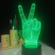 RTYHI Home Decor Acrylic 3D Finger Hand Victory Sign Light LED Modern Living Table Lamp Micro USB Mood Bulbing Light for Bedroom,Remote Touch Switch
