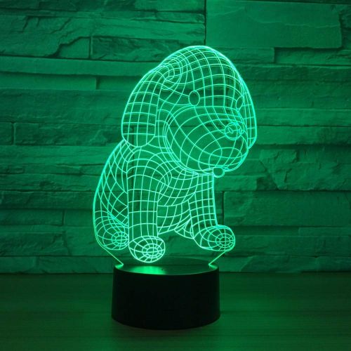  RTYHI Carton Lovely Dog 3D Light LED Table Lamp Optical Illusion Night Colorful Bedroom Mood Lamp Friends Birthday Gift,Remote Touch Switch