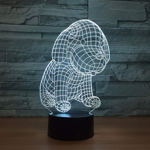  RTYHI Carton Lovely Dog 3D Light LED Table Lamp Optical Illusion Night Colorful Bedroom Mood Lamp Friends Birthday Gift,Remote Touch Switch