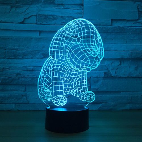  RTYHI Carton Lovely Dog 3D Light LED Table Lamp Optical Illusion Night Colorful Bedroom Mood Lamp Friends Birthday Gift,Remote Touch Switch