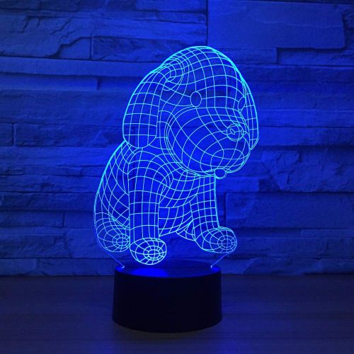  RTYHI Carton Lovely Dog 3D Light LED Table Lamp Optical Illusion Night Colorful Bedroom Mood Lamp Friends Birthday Gift,Remote Touch Switch