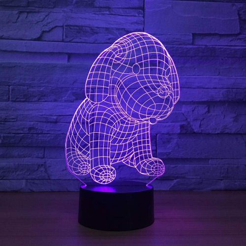  RTYHI Carton Lovely Dog 3D Light LED Table Lamp Optical Illusion Night Colorful Bedroom Mood Lamp Friends Birthday Gift,Remote Touch Switch