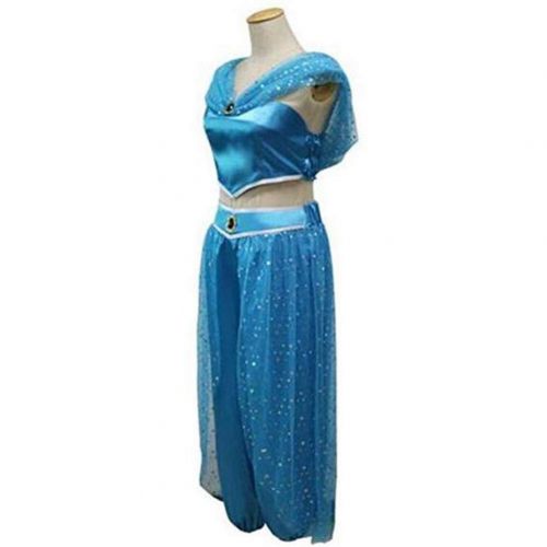  RUEWEY Womens Jasmine Princess Cosplay Belly Dance Dress Up Anime Lamp Costumes Party Adventure Outfit