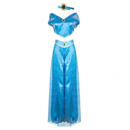  RUEWEY Womens Jasmine Princess Cosplay Belly Dance Dress Up Anime Lamp Costumes Party Adventure Outfit