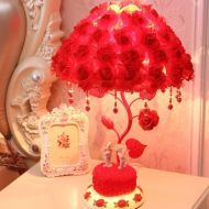 RUIDA Table Lamp, Rose Shade Lamp Desk Lamp, Rose Flower Tree Light for Living Room Bedroom Lamps, Bedside Reading Lamps & Jewelry Box, Resin Base, G14 2700k 500Lm 6W E26 Bulb Plug