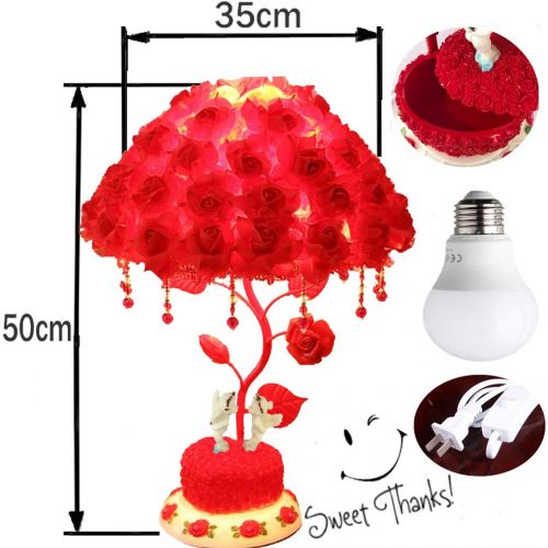  RUIDA Table Lamp, Rose Shade Lamp Desk Lamp, Rose Flower Tree Light for Living Room Bedroom Lamps, Bedside Reading Lamps & Jewelry Box, Resin Base, G14 2700k 500Lm 6W E26 Bulb Plug