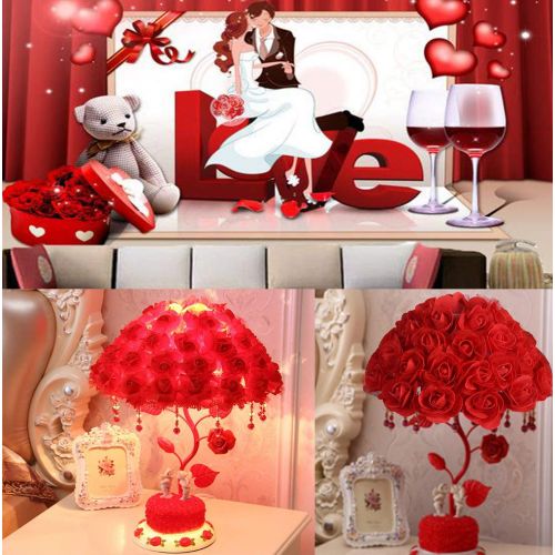  RUIDA Table Lamp, Rose Shade Lamp Desk Lamp, Rose Flower Tree Light for Living Room Bedroom Lamps, Bedside Reading Lamps & Jewelry Box, Resin Base, G14 2700k 500Lm 6W E26 Bulb Plug