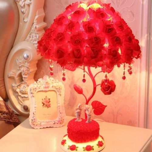  RUIDA Table Lamp, Rose Shade Lamp Desk Lamp, Rose Flower Tree Light for Living Room Bedroom Lamps, Bedside Reading Lamps & Jewelry Box, Resin Base, G14 2700k 500Lm 6W E26 Bulb Plug