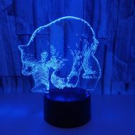 RUIHAN Bear 3D Night Light Acrylic USB 7 Color Change Remote Touch Atmosphere Lamp Mood Light Animal Desk Table Lamp