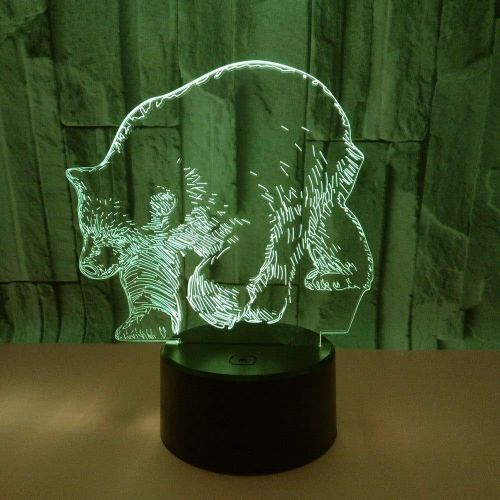  RUIHAN Bear 3D Night Light Acrylic USB 7 Color Change Remote Touch Atmosphere Lamp Mood Light Animal Desk Table Lamp