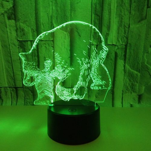  RUIHAN Bear 3D Night Light Acrylic USB 7 Color Change Remote Touch Atmosphere Lamp Mood Light Animal Desk Table Lamp