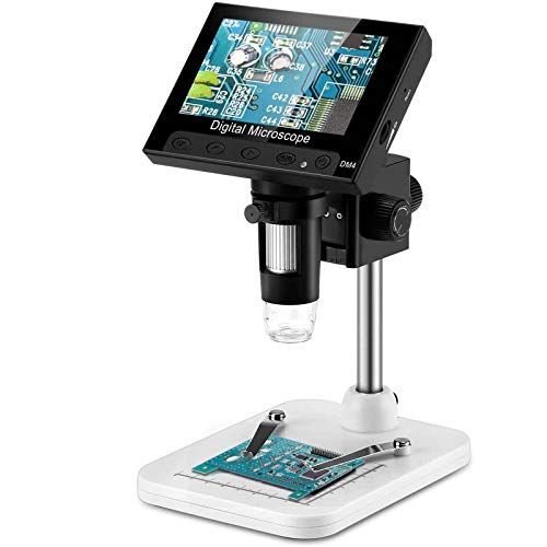  [아마존베스트]RUIZHI 4.3 inch LCD digital USB microscope endoscope recording 1000x magnification zoom, 8 adjustable LED light, micro SD memory, camera video recorder for repairing soldering.