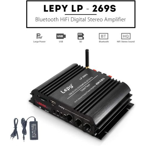  [아마존베스트]-Service-Informationen RUIZHI Lepy LP-269S Bluetooth Car Amplifier 2-Channel Hi-Fi Stereo Audio Support SD USB FM Remote Control