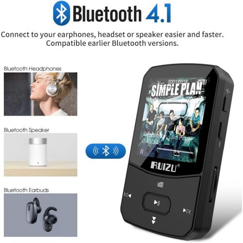  [아마존 핫딜]  [아마존핫딜]RUIZU Clip Mp3 Player with Bluetooth 4.1 8GB Lossless Sound Music Palyer with FM Radio Voice Recorder Video Earphones for Running,Support up to 128GB(Black)