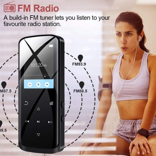  [아마존 핫딜]  [아마존핫딜]RUIZU Mp3 Player,8GB Mp3 Player with Bluetooth,Built-in Speaker,Portable HiFi Lossless Sound Music Player with FM Radio Voice Recorder Touch Button with Screen Support up to 128GB(Black)