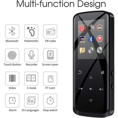  [아마존 핫딜]  [아마존핫딜]RUIZU Mp3 Player,8GB Mp3 Player with Bluetooth,Built-in Speaker,Portable HiFi Lossless Sound Music Player with FM Radio Voice Recorder Touch Button with Screen Support up to 128GB(Black)