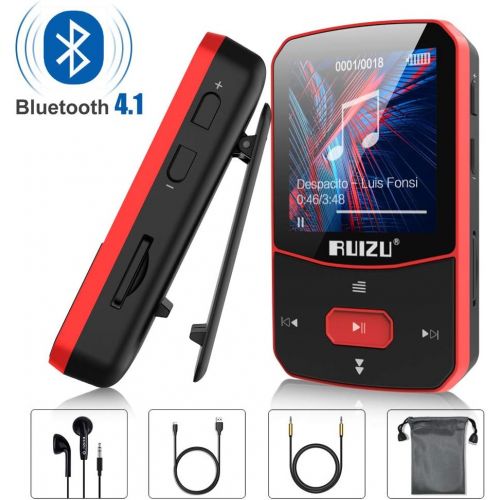  [아마존 핫딜] [아마존핫딜]RUIZU Clip Mp3 Player with Bluetooth 4.1 8GB Lossless Sound Music Player with FM Radio Voice Recorder Video Earphones for Running, Support up to 128GB(Red)