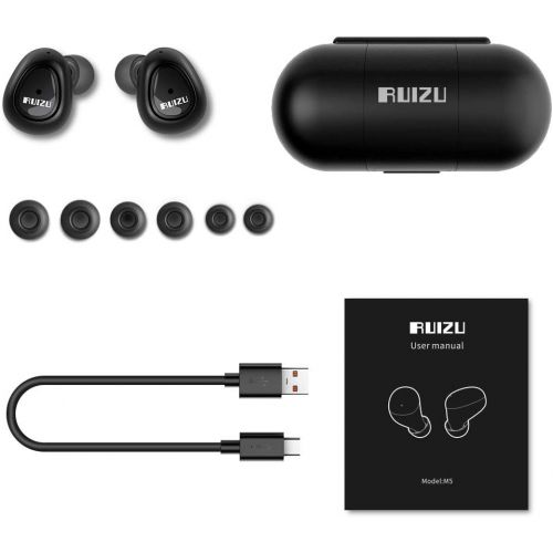  [아마존핫딜][아마존 핫딜] RUIZU True Wireless Earbuds TWS Stereo Wireless Headphones Bluetooth 5.0 in-Ear Headset with Strong Connection, Noise Cancelling Mini Earphones Charging Case IPX5 Waterproof 58H Playtime